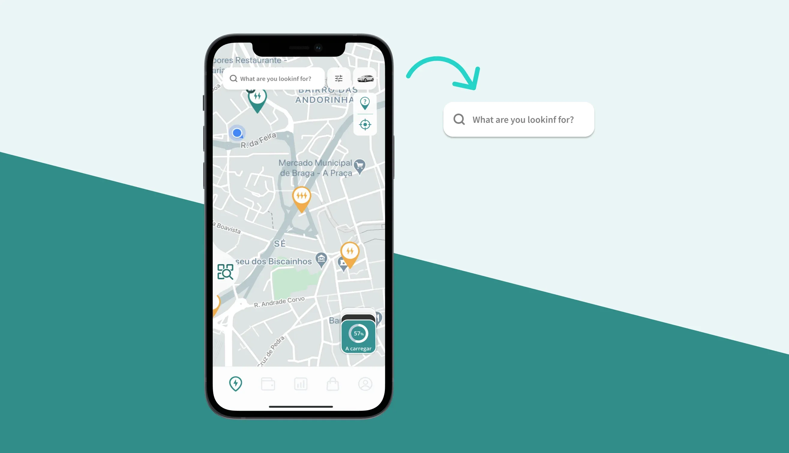 Map and search box - miio App