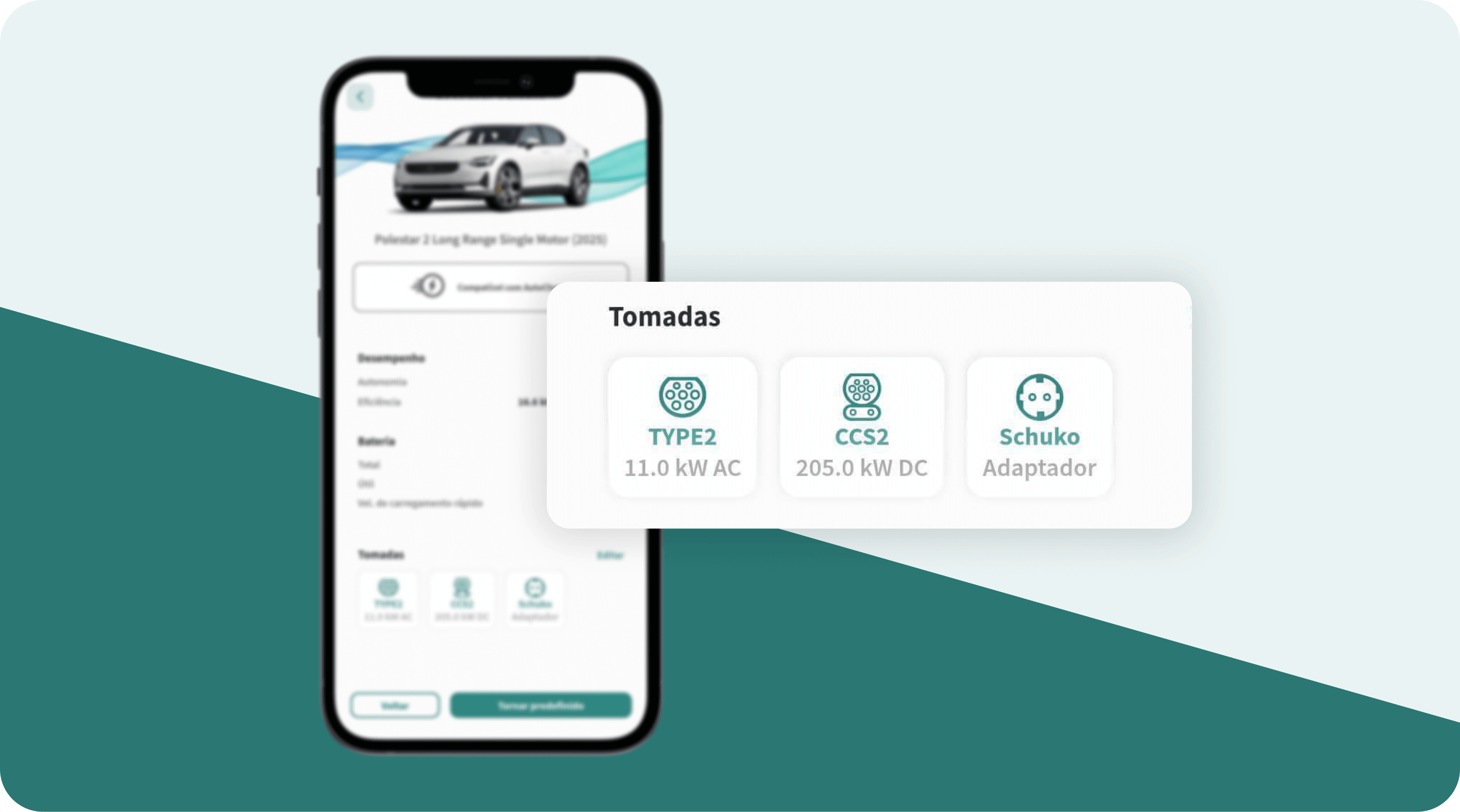 Tomada do carro elétrico na app miio